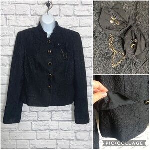 Cynthia Steffe size 10 Black Wool Floral Lace Blazer Jacket